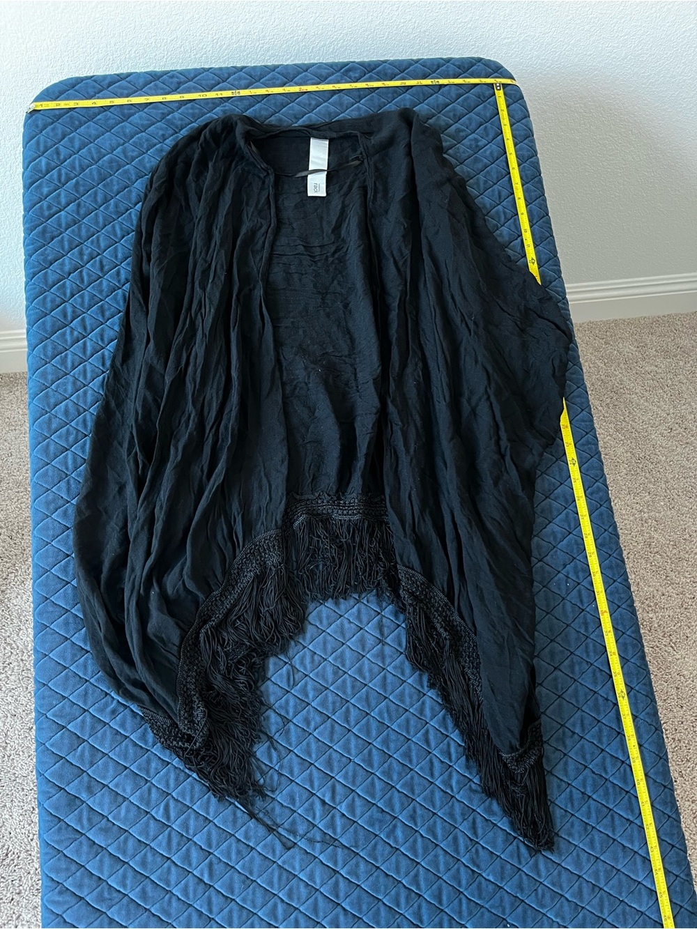 Nordstrom Black Fringe Open-Front Kimono